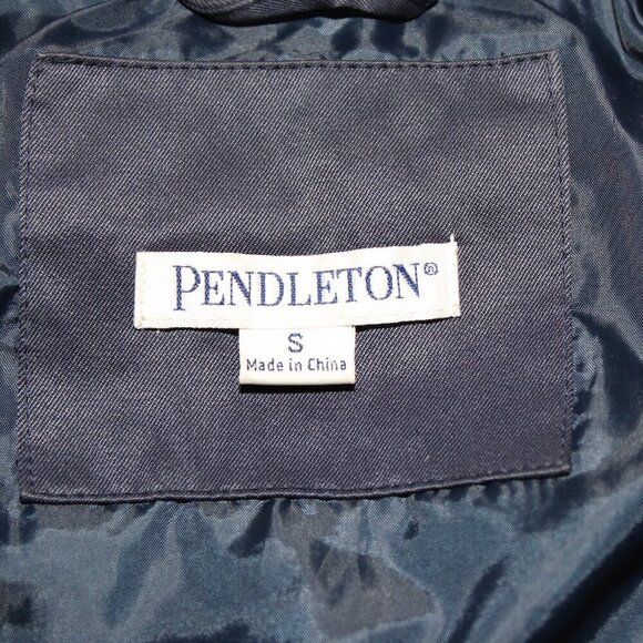 Pendleton Womens Navy Camas Vest Gold Hardware Faux Leather Trim Quilted Size Sm - Picture 5 of 10